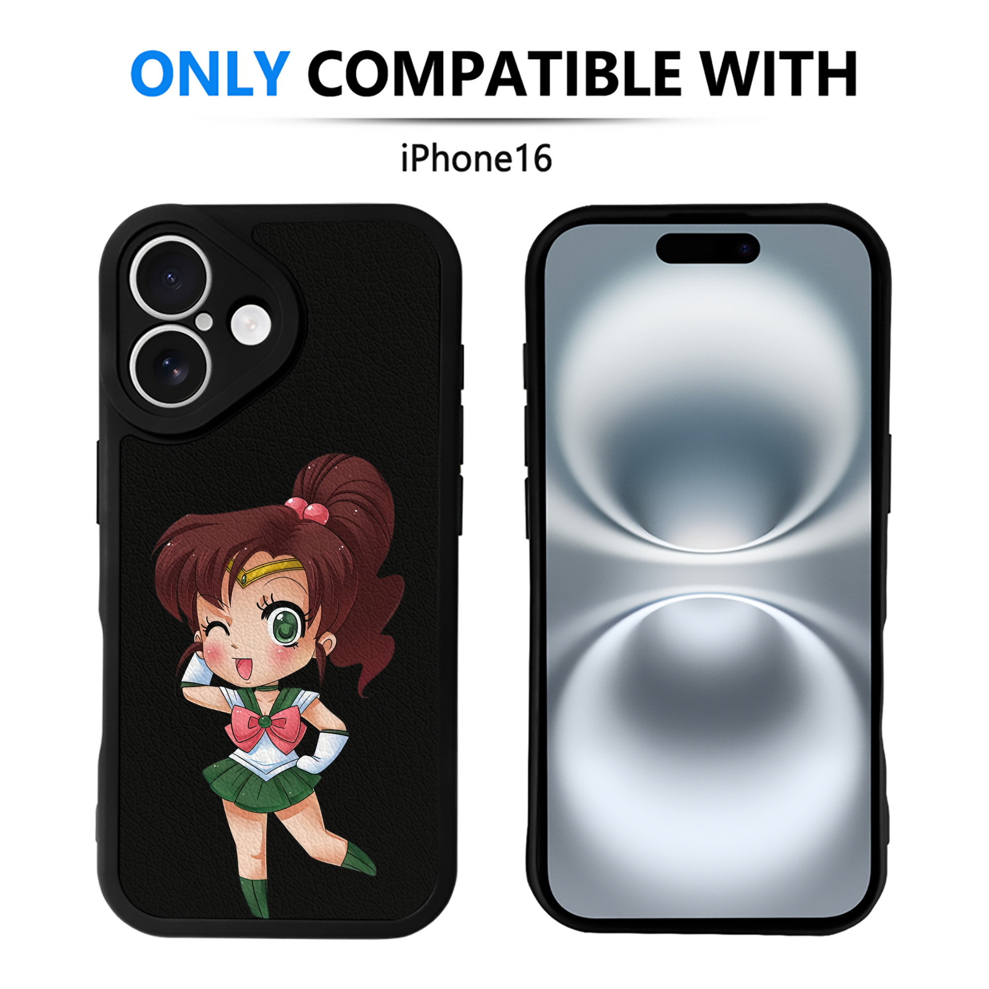 （画像用） 美少女戦士セーラームーン 木野 まこと きの まこと Sailor Moon Kino Makoto （セーラージュピター；Sailor Jupiter） 【iPhone 16シリーズ対応】シリコンスマホケース（レザー調） 材質：シリコン